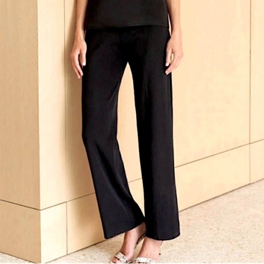 Misook Wide Leg Knit Pull On Pants Size XL Black Travel Wrinkle Resistant